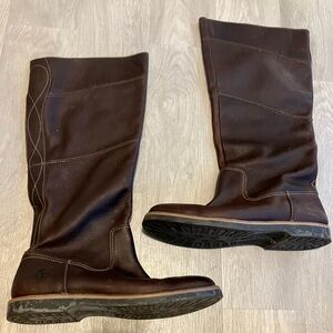 Brown Timberland Leather Knee-High Boots
